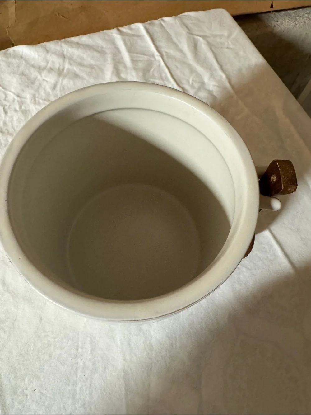 Rustic White Coffee Canister with Wooden Lid